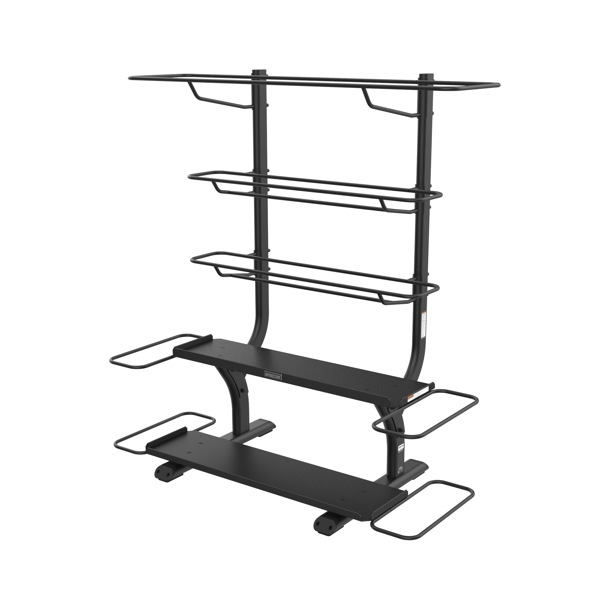 Precor utility and accessory rack for kettlebells medicine balls and more