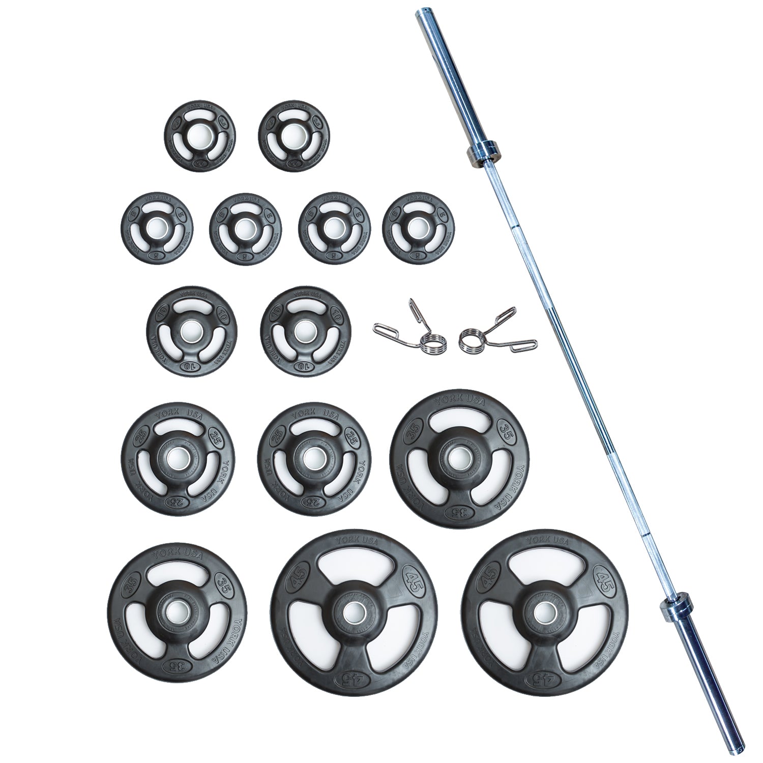 York Barbell Iso-Grip Rubber Encased Steel Olympic Plate Set