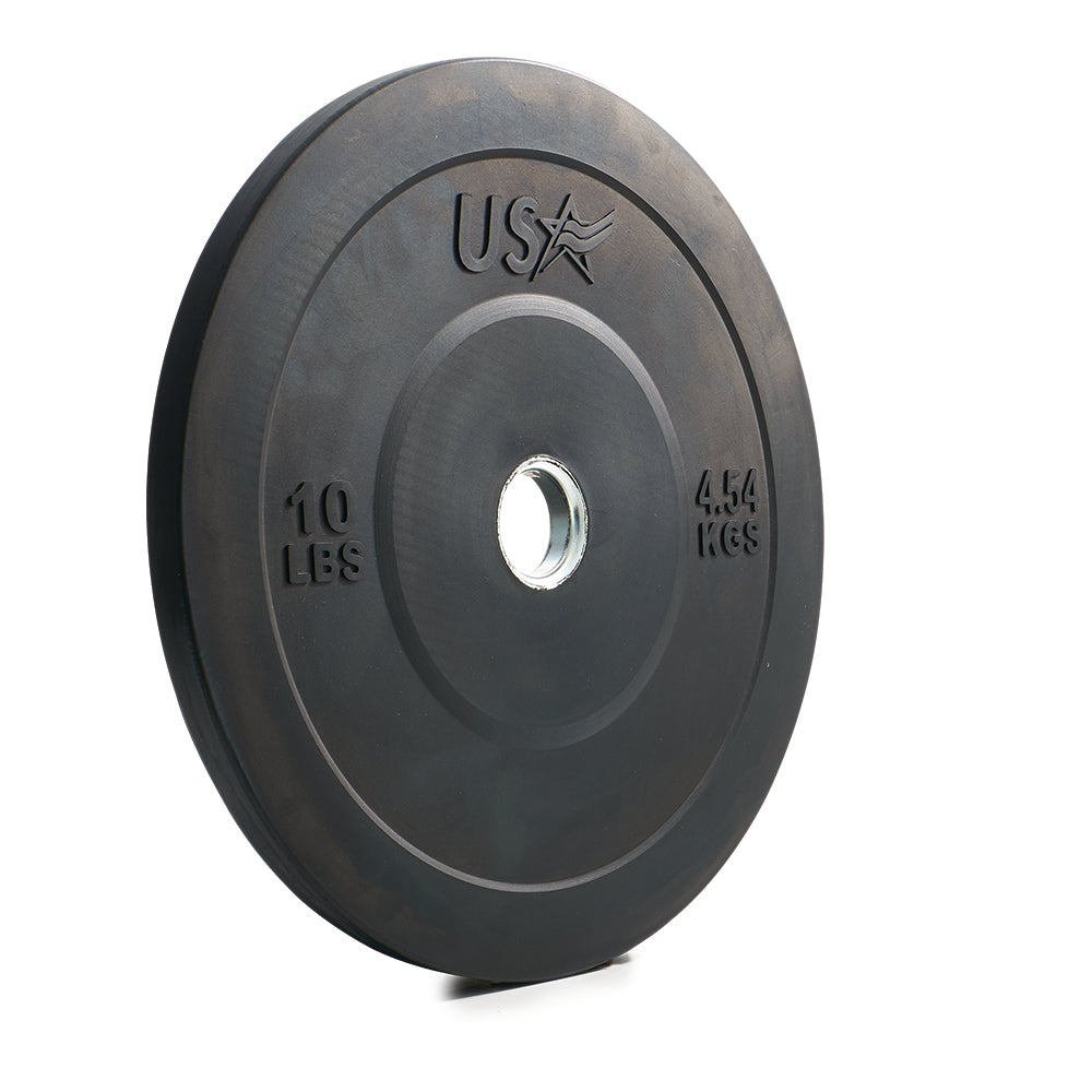USA Olympic Solid Black Rubber Bumper Plates