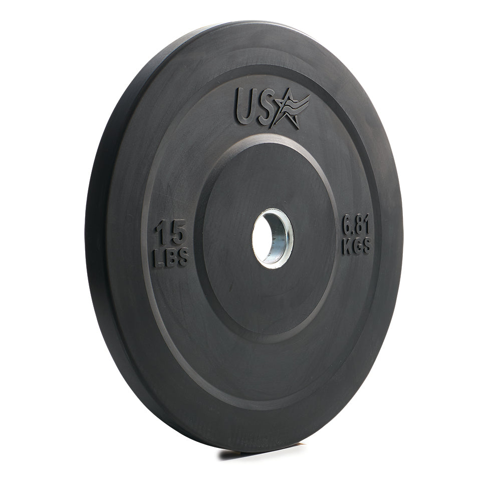 USA Olympic Solid Black Rubber Bumper Plates