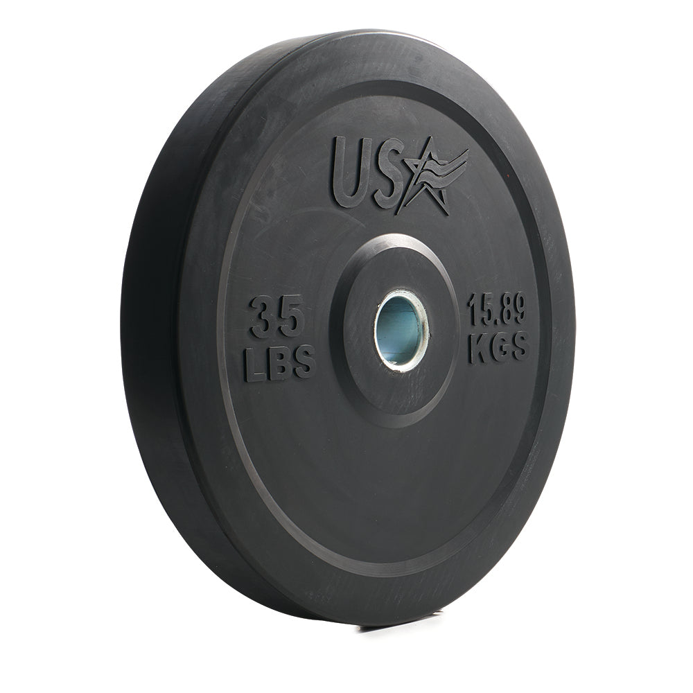 USA Olympic Solid Black Rubber Bumper Plates