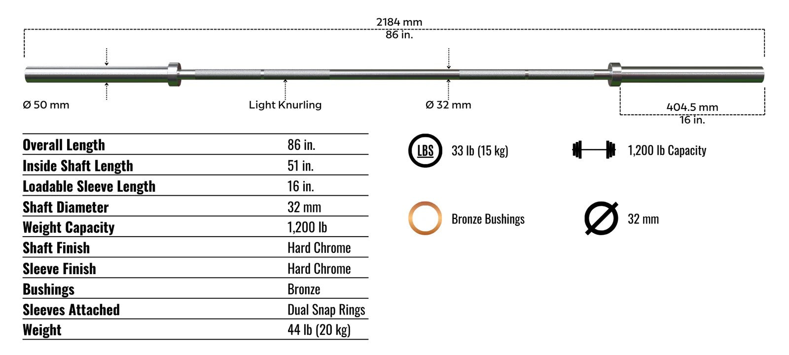 VTX 7’ Olympic International Power Bar