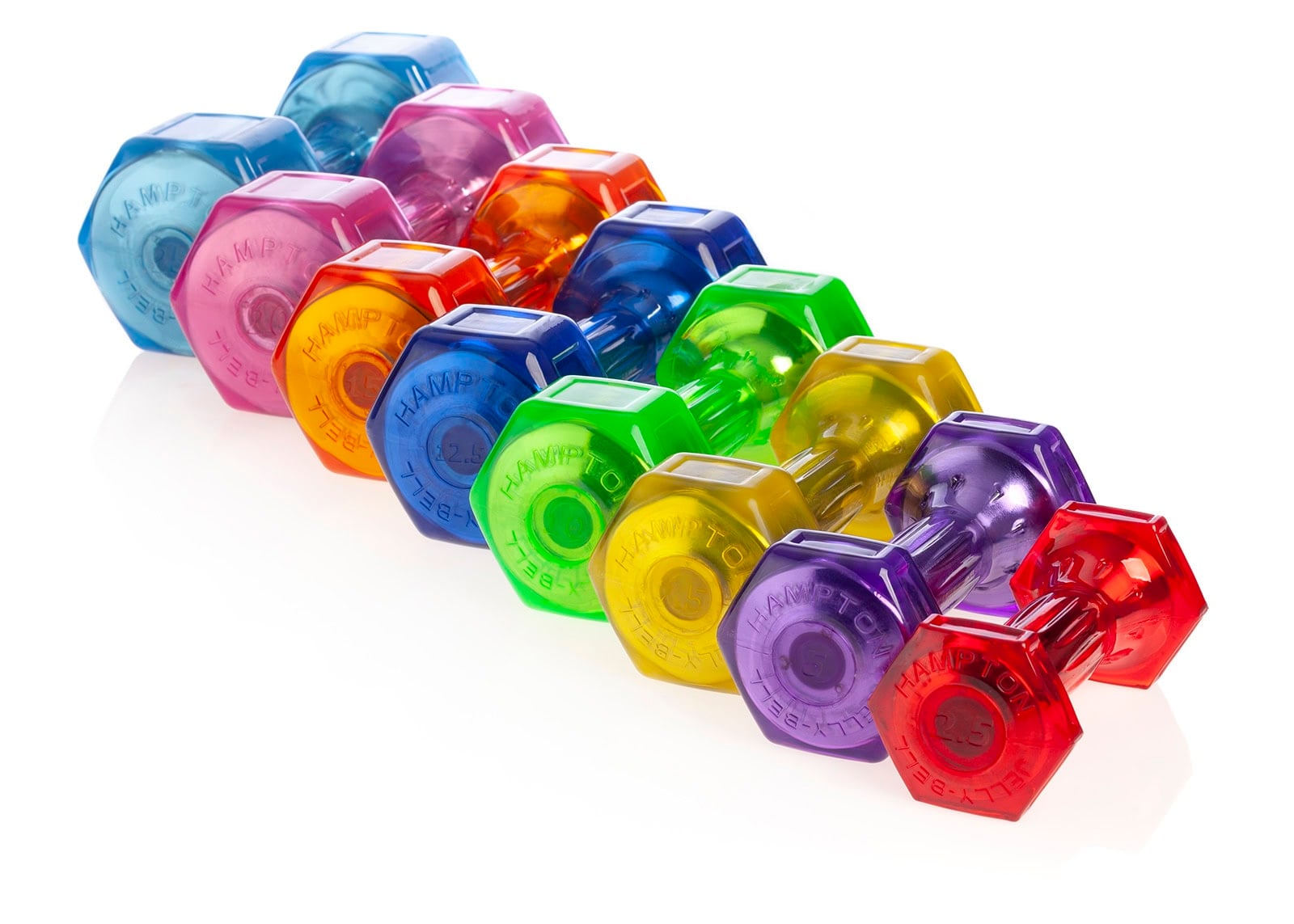 Hampton Fitness JELLY-BELL Urethane Aerobic Dumbbells | Club Pack Eight