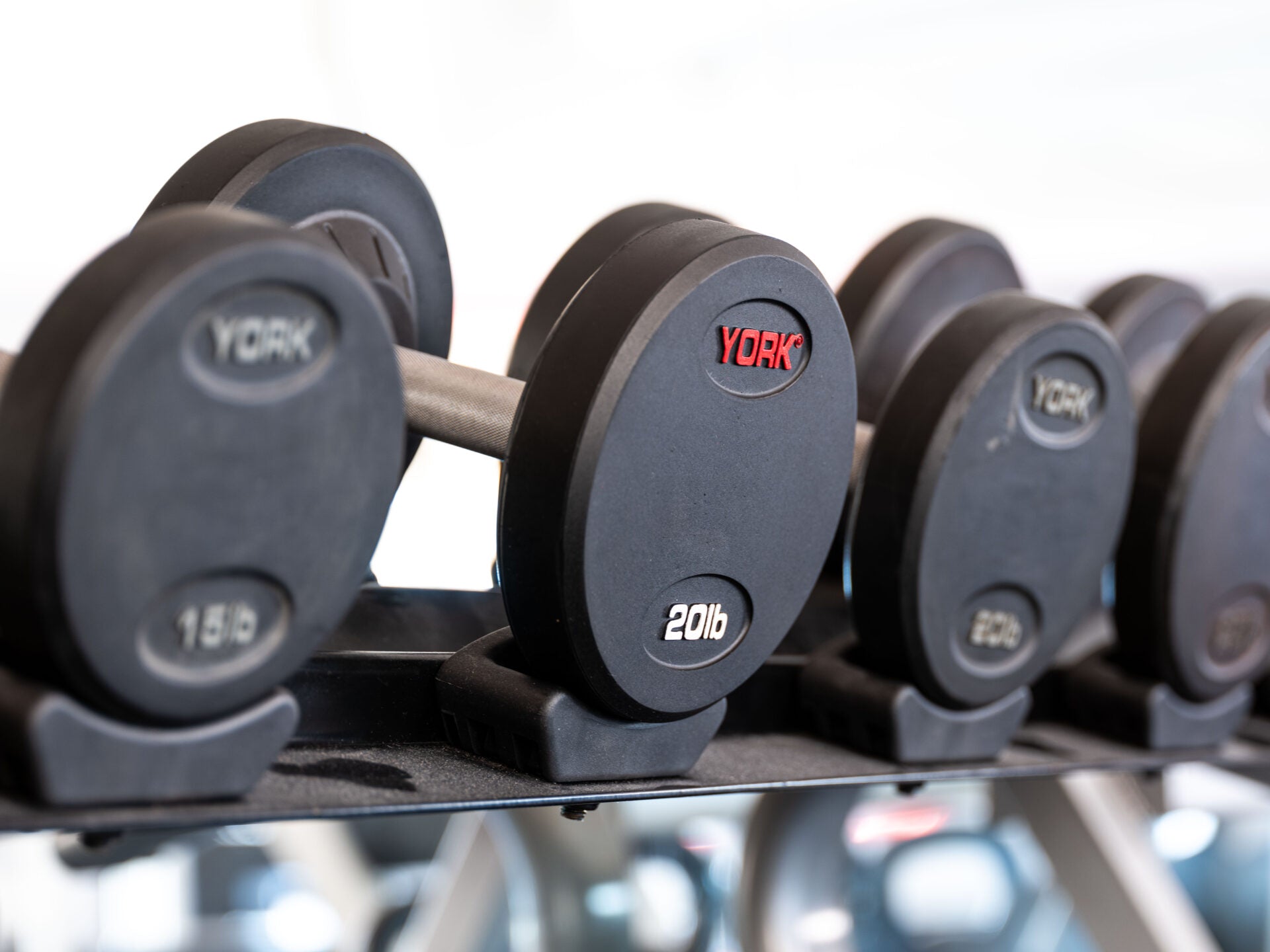 York Barbell Rubber Pro Style Dumbbells Set 105-125 lb