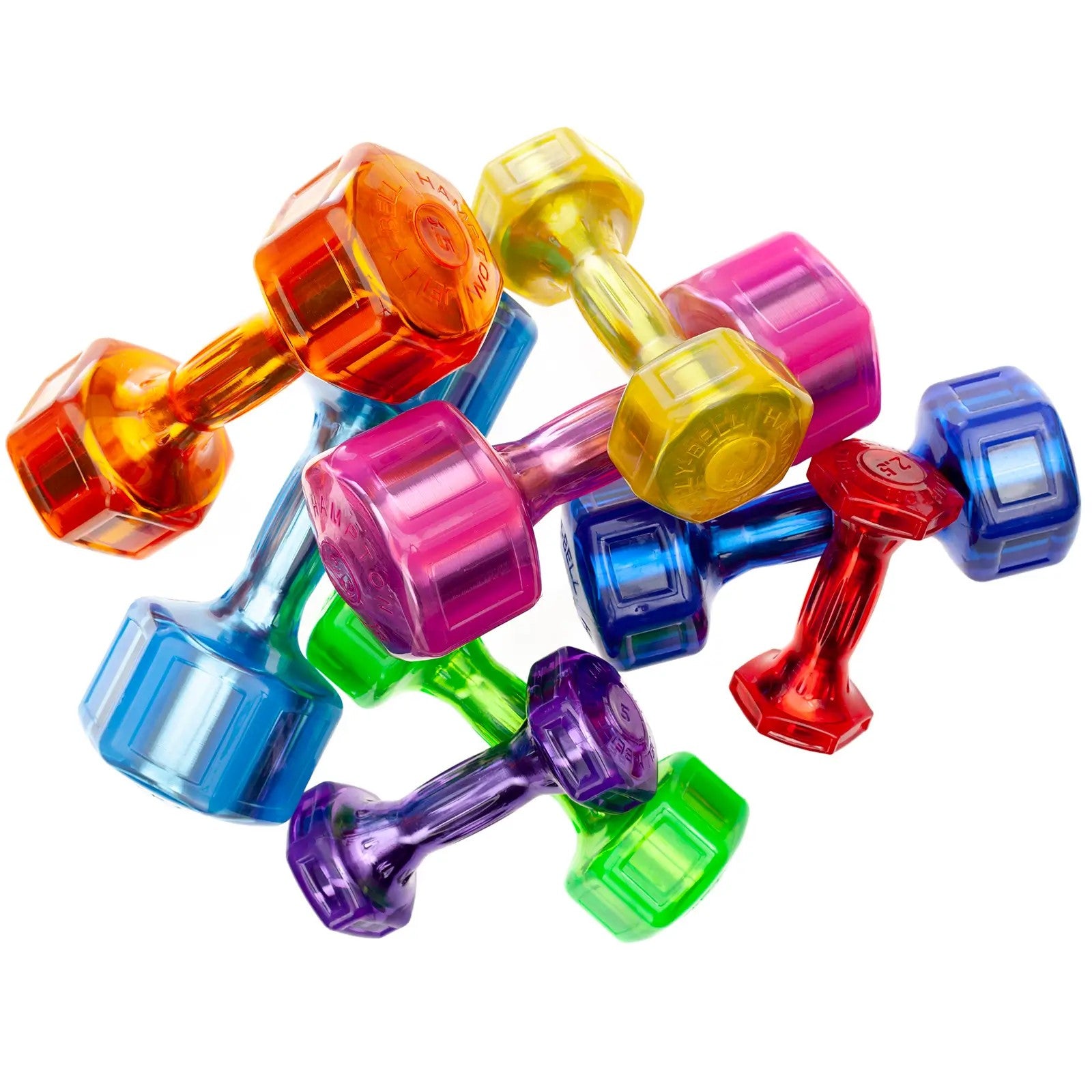 Hampton Fitness JELLY-BELL Urethane Aerobic Dumbbells | Club Pack Eight
