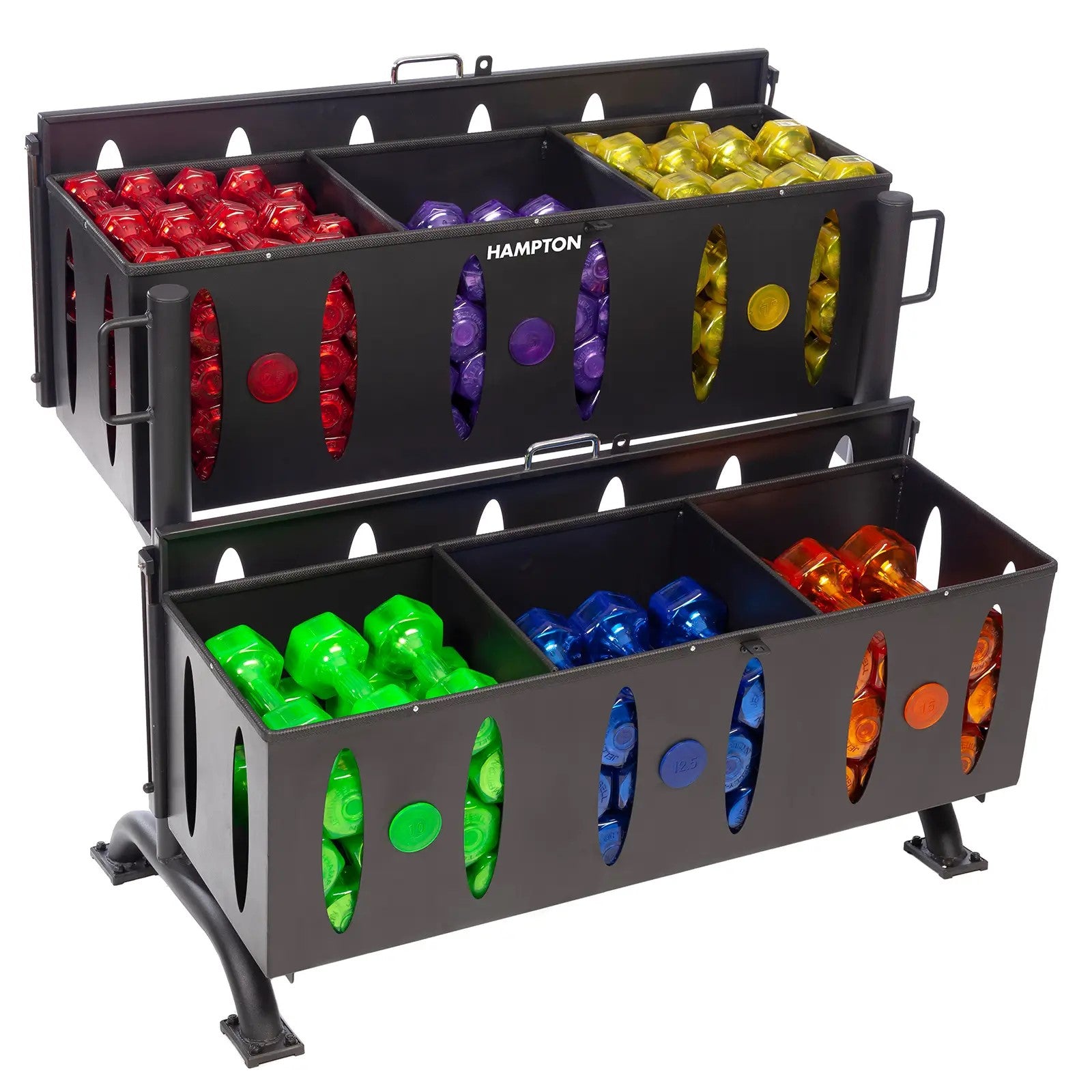 Hampton Fitness 2-Tiered, 6-compartment | Jelly-Bell Rack