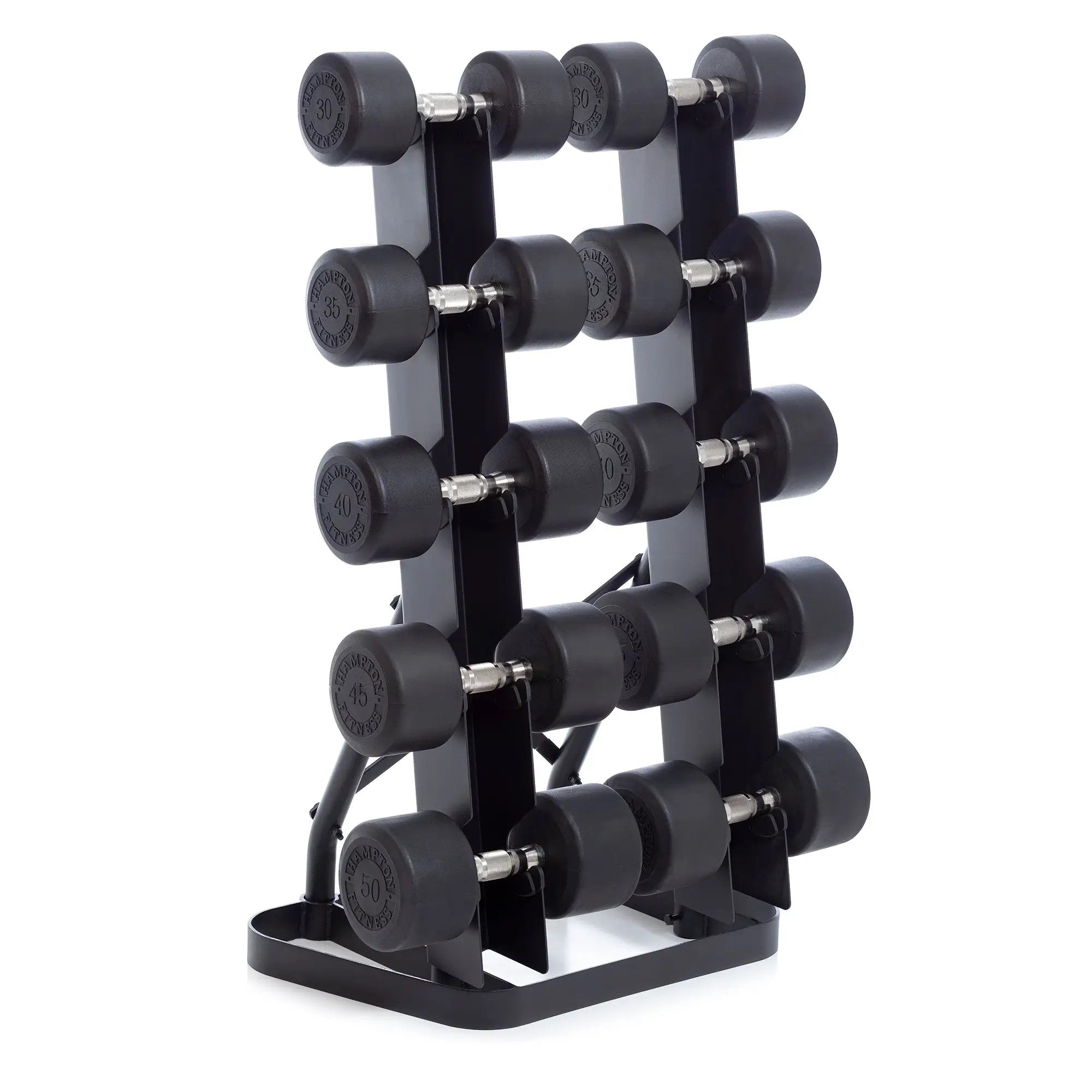 Hampton Fitness Urethane DURA-PRO Dumbbells | 5 PAIR Vertical Pack (B)