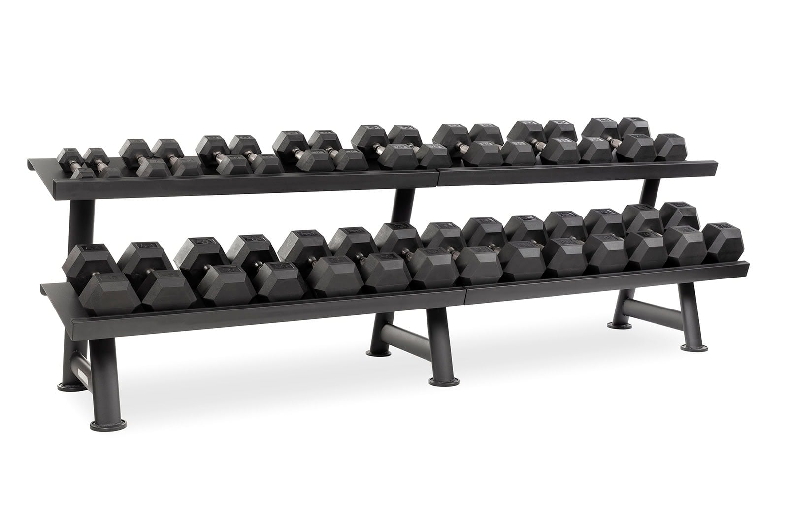 Hampton Fitness Urethane DURA-BELL Dumbbells | 16 PAIR Horizontal Pack