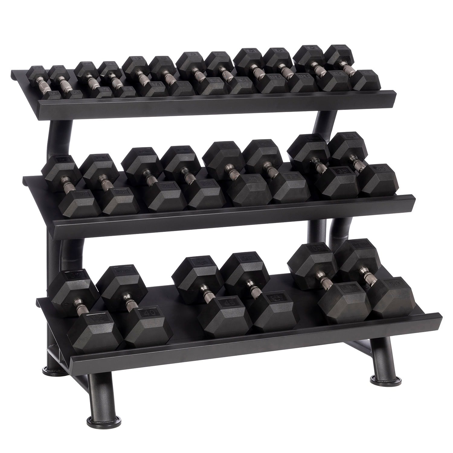 Hampton Fitness Urethane DURA-BELL Dumbbells | 23 PAIR Horizontal Pack