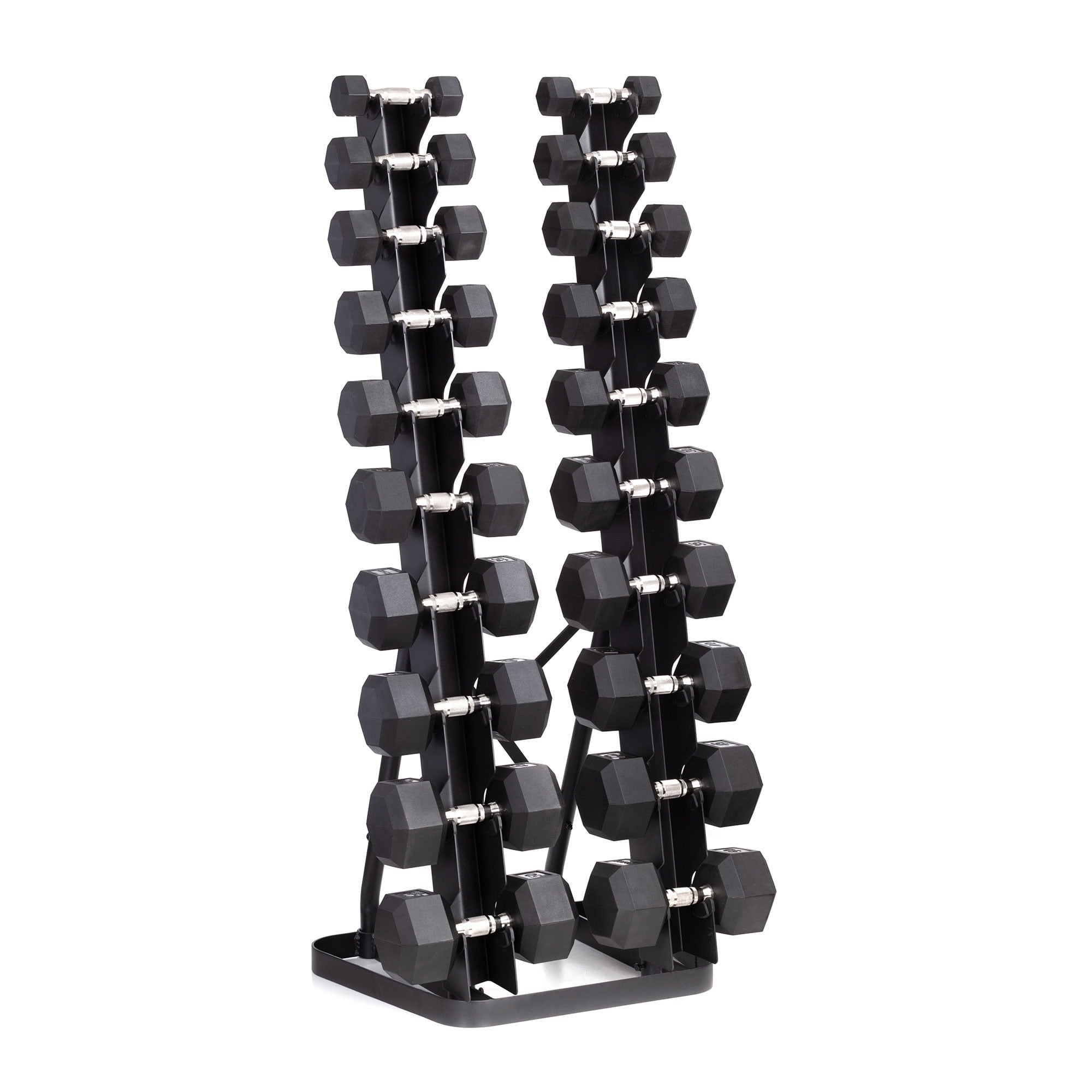 Hampton Fitness Urethane Dura-Bell Dumbbells | 10 Pair Twin Tower Vertical Pack