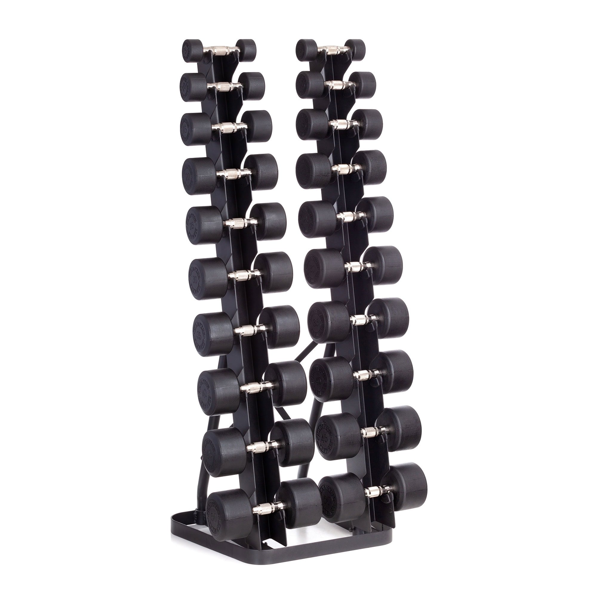 Hampton Fitness Urethane Dura-Pro Dumbbells | 10 Pair Twin Tower Vertical Pack