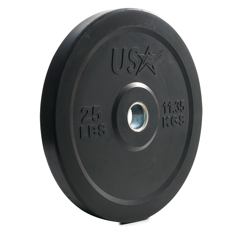 USA Olympic Solid Black Rubber Bumper Plates
