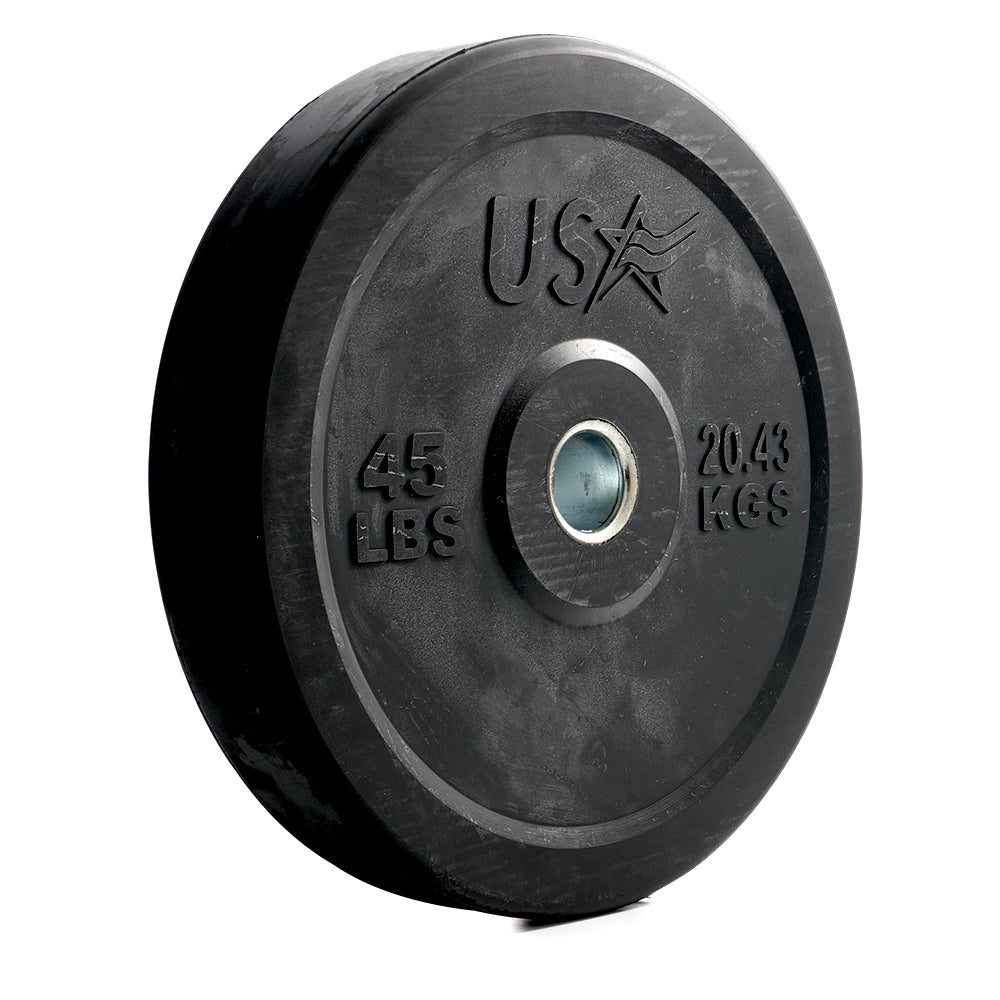 USA Olympic Solid Black Rubber Bumper Plates