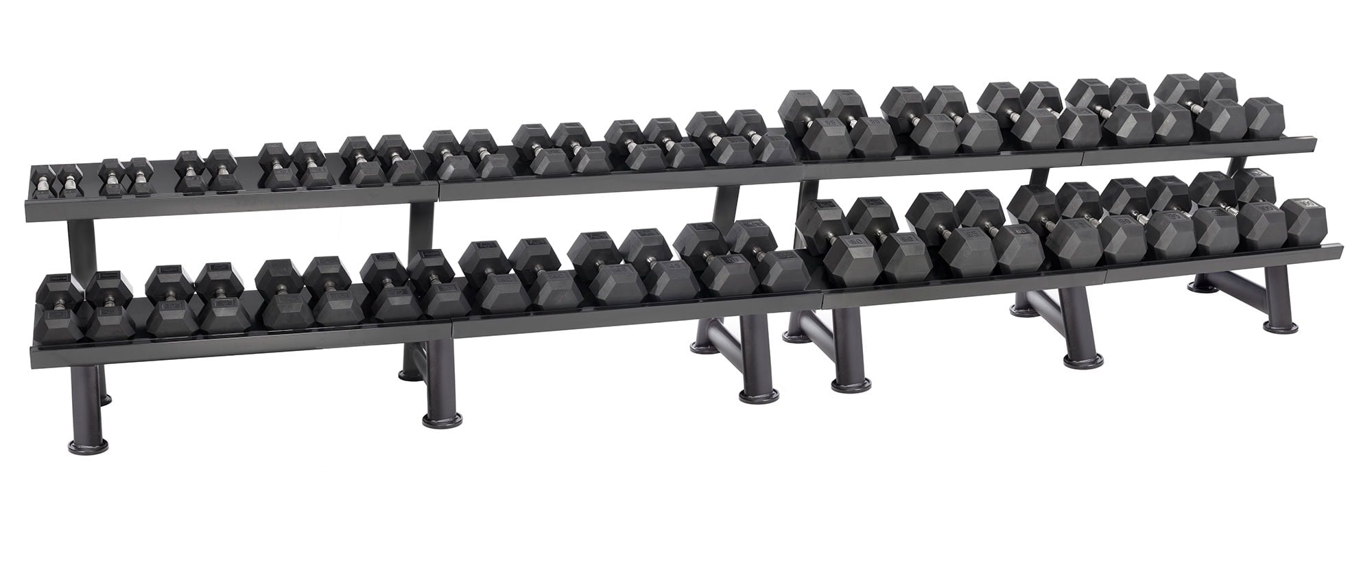 Hampton Fitness Urethane DURA-BELL Dumbbells | 26 PAIR Horizontal Pack