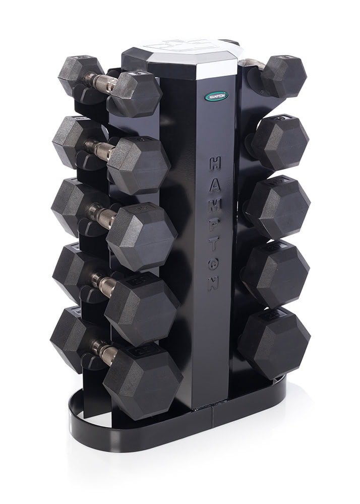Hampton Fitness Urethane DURA-BELL Dumbbells | 5 Pair Vertical Pack