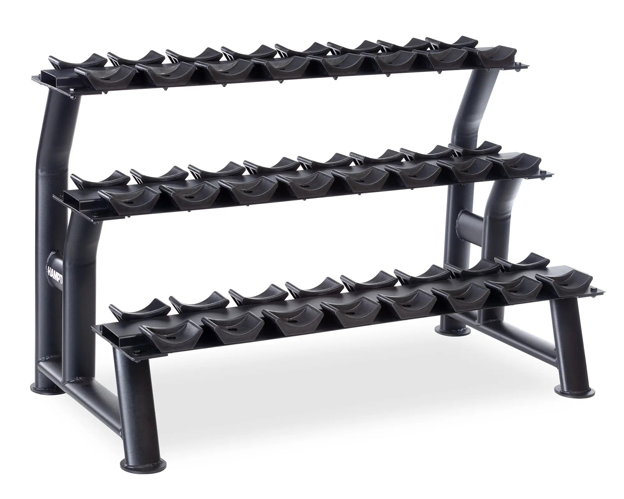 Hampton Fitness 3-Tier Chrome Dumbbell Saddle Rack | 12 Pairs 48″