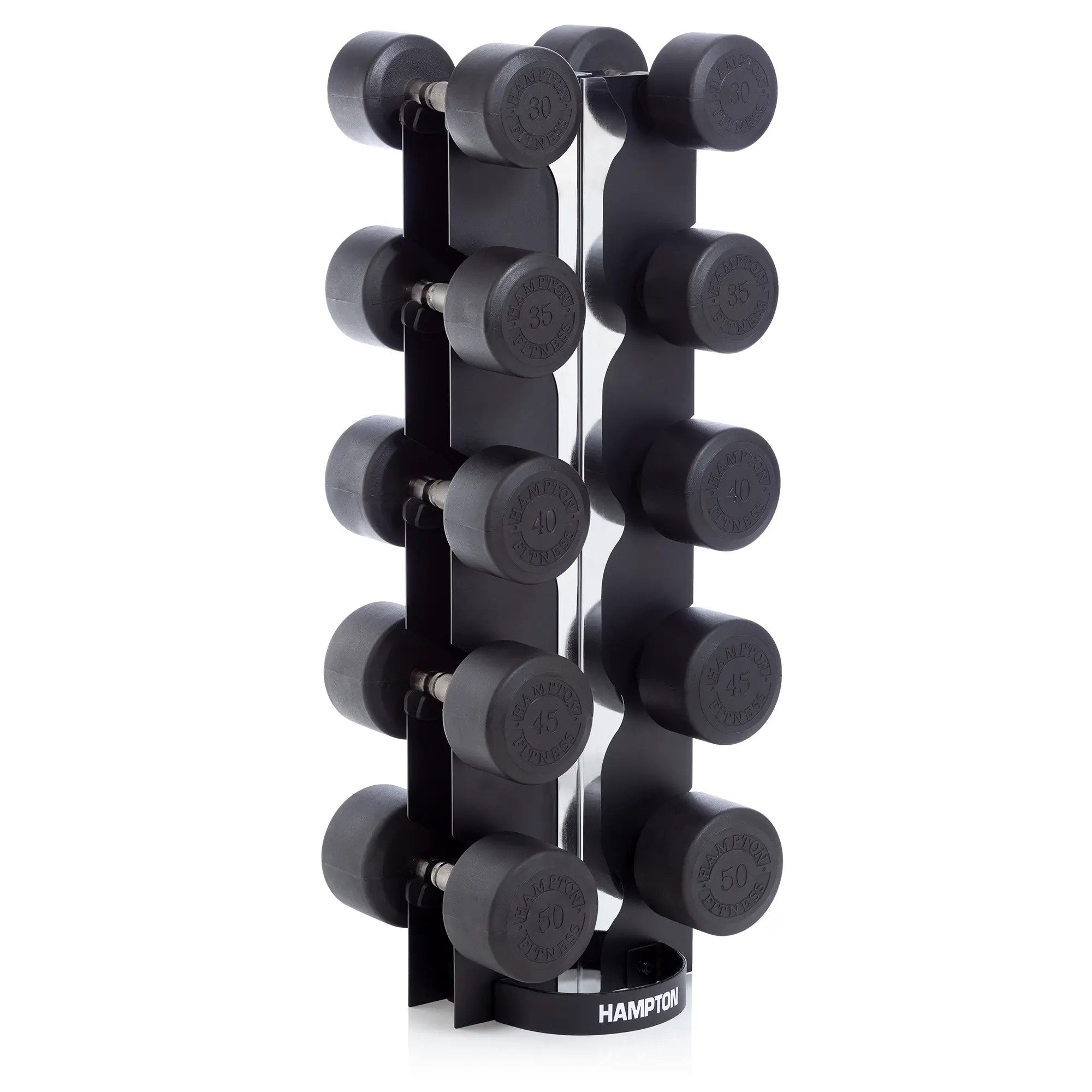 Hampton Fitness Urethane DURA-PRO Dumbbells | 5 PAIR Vertical Pack (F)