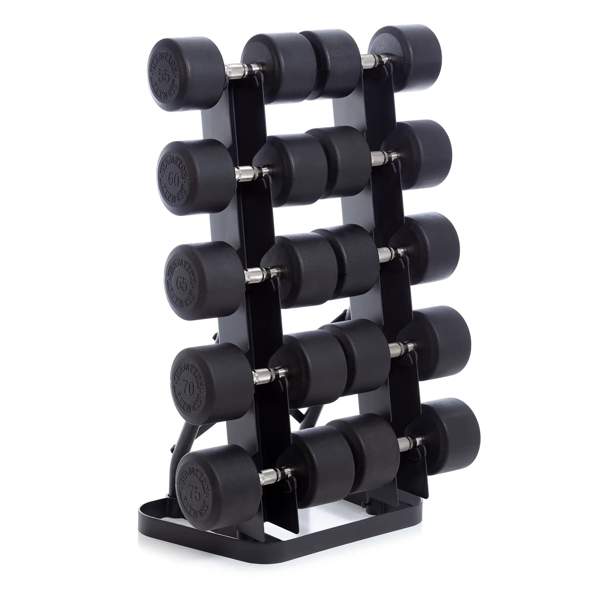 Hampton Fitness Urethane DURA-PRO Dumbbells | 5 PAIR Vertical Pack (C)