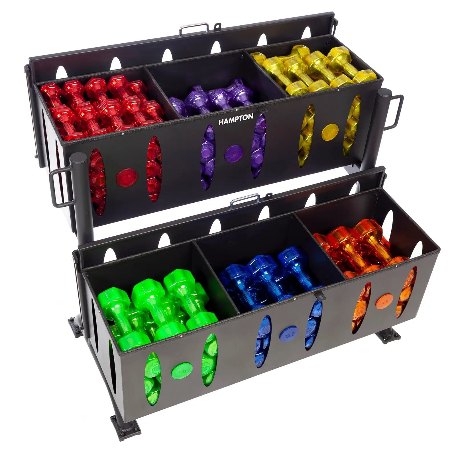 Hampton Fitness 2-Tiered, 6-compartment | Jelly-Bell Rack