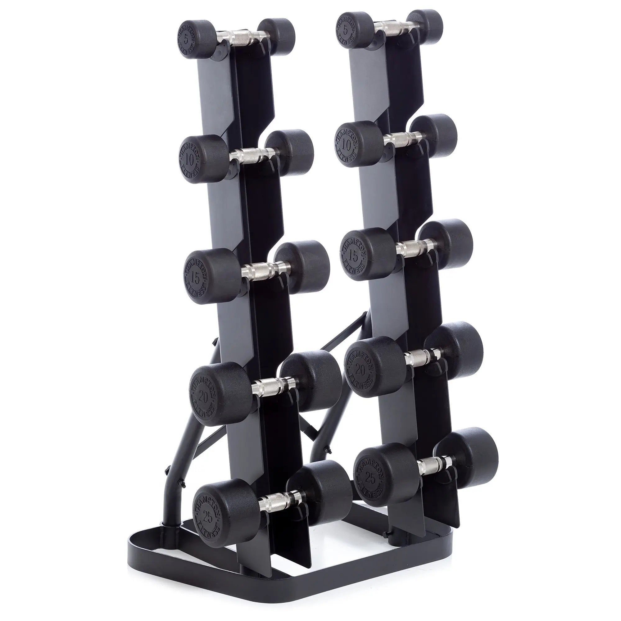 Hampton Fitness Urethane DURA-PRO Dumbbells | 5 PAIR Vertical Pack (A)