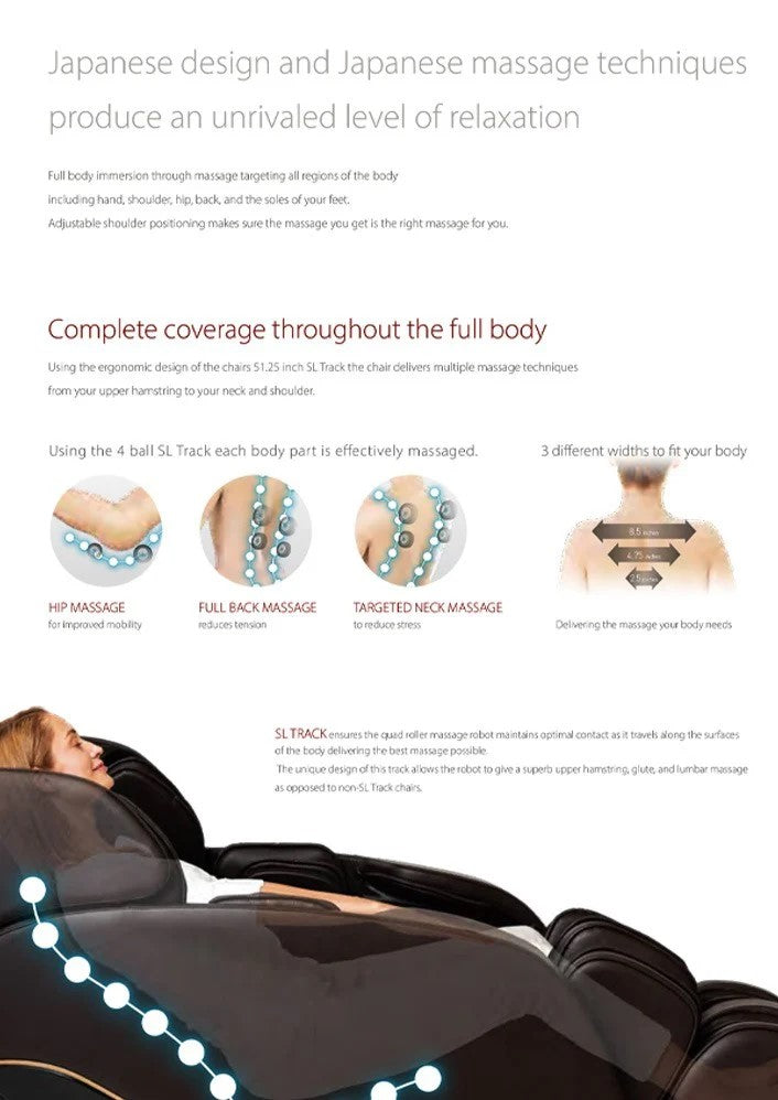 Fujiiryoki Jin 2.0 - Deluxe Heated SL Track Zero Gravity Massage Chair