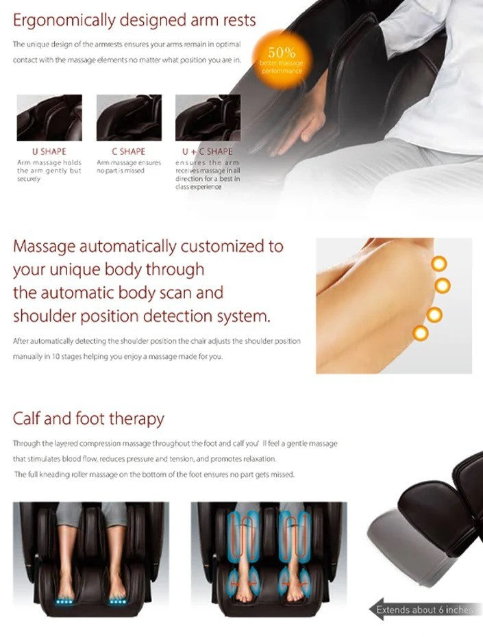 Fujiiryoki Jin 2.0 - Deluxe Heated SL Track Zero Gravity Massage Chair